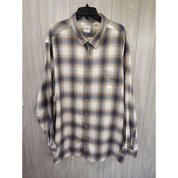 Men's Rowm Plaid Button Up Shirt Size 4XT Long Sleeve Office Church Preppy - Picture 1 of 8